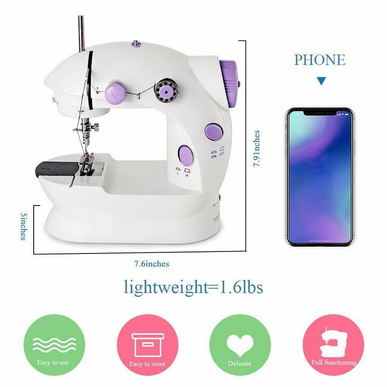  Mini Sewing Machine for Beginners-Maquina de Coser, Easy  Automatic Sewing Machine with Extension Table, Household Electric Portable  Sewing Tool with Sewing Kit, Small, for All Age, Kids or Adults