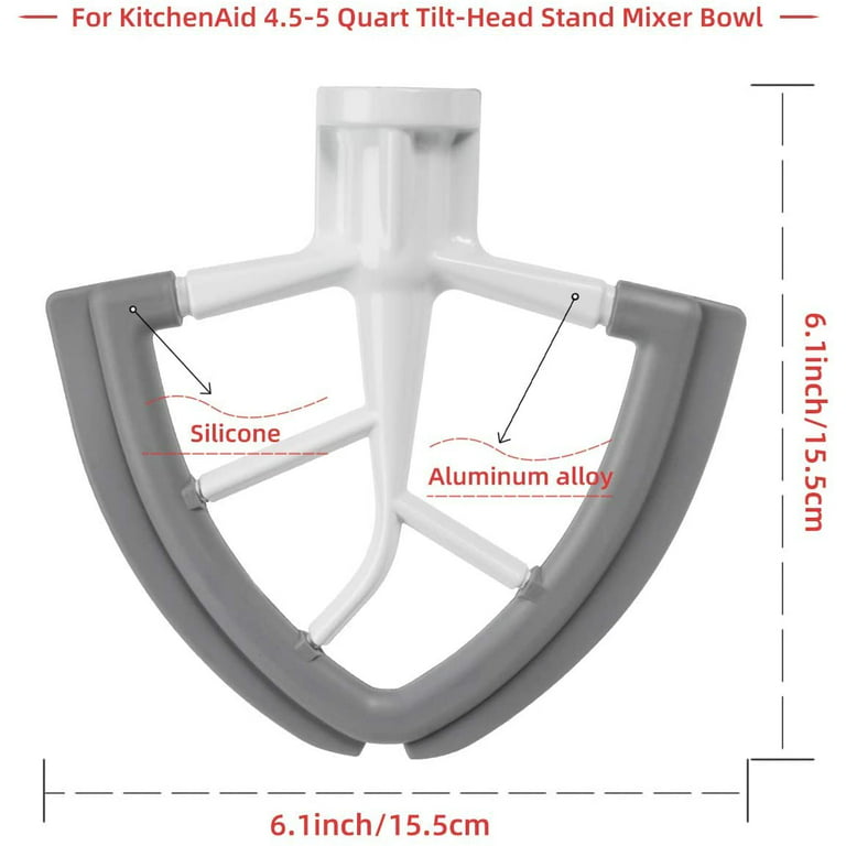 Flex Edge Beater for KitchenAid Mixer, 4.5-5 Quart Flat Beater Paddle with  Scraper, 4.5-5 QT Tilt-Head Flex Attachment