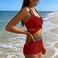 thumbnail image 6 of Bikini Sets for Women 2 Piece Push-Up Tankini Swimsuits Womens Trendy Color Block Tie-Back Tops High Waisted Shorts Hawaiian Beach Bathing Suits, 6 of 6