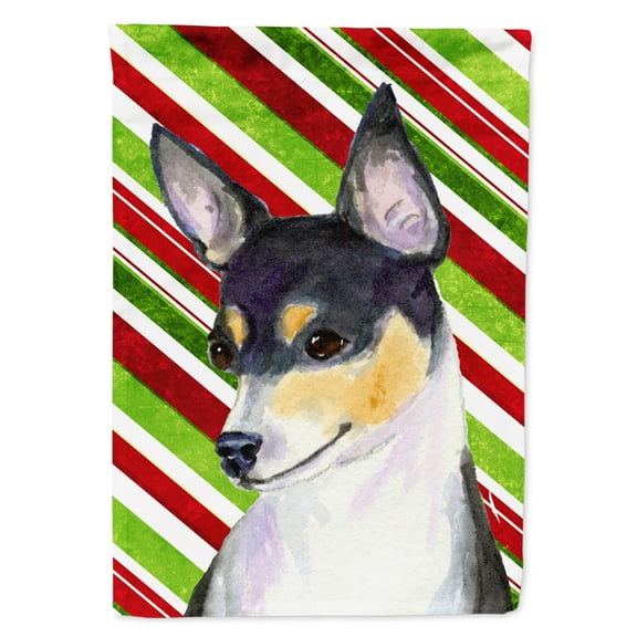 Chihuahua Candy Cane Holiday Christmas Flag Canvas House Size