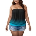 thumbnail image 2 of QETYUW Plus Size Tube Tops for Women Pleated Strapless Blouses Gradient Off The Shoulder Top Summer Casual Bandeau Tanks, 2 of 6