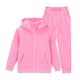 thumbnail image 5 of Chaqueta de invierno de color liso para niños, sudadera larga con capucha y cremallera y pantalones deportivos con lazo en las piernas, conjunto deportivo informal con forro polar para mayor calidez,, 5 of 5