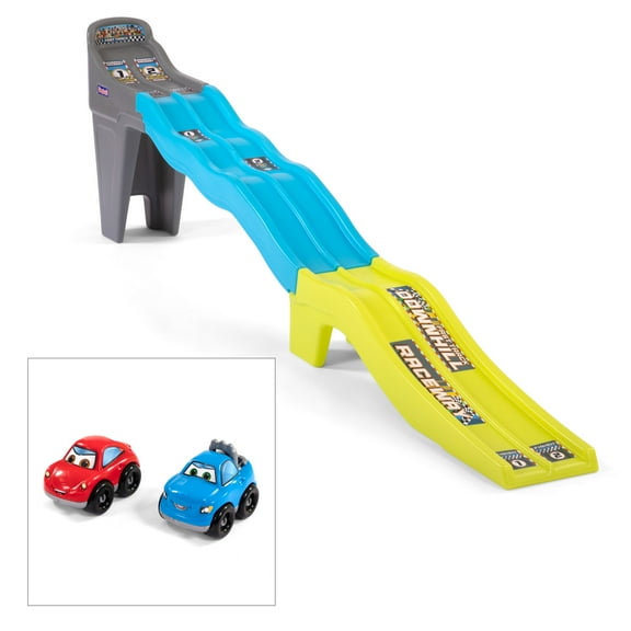 Simplay3 Fast Track Downhill Two-Lane Raceway with Two Car Play Vehicles and Decals for Car & Truck Play