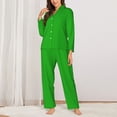 thumbnail image 3 of Bingfone Womens Pajama Sets Green Print,Long Sleeve Loungewear Pajamas Set-Small, 3 of 9
