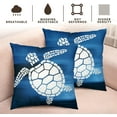 thumbnail image 4 of Sea Turtle Pillow Covers Beach Ocean Themed Decorative Pillow Cases 18x18 Set of 2 Nautical Coastal Pillowcase Navy Blue Square Linen Cushion Covers for Bed Couch Sofa Living Room, 4 of 6
