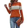 thumbnail image 2 of Blusas de Larga con Bloques de Color para Mujer, Conjuntos de Otoño, Suéteres de Invierno y Moda de Principios de Otoño. Naranja S, 2 of 9