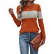 thumbnail image 2 of Blusas de Larga con Bloques de Color para Mujer, Conjuntos de Otoño, Suéteres de Invierno y Moda de Principios de Otoño. Naranja M, 2 of 9