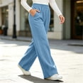 thumbnail image 6 of Ghalytn Women's Elastic Waist Wide Leg Sweatpants - Casual Lounge Pants with Side Pockets, 6 of 7