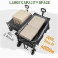 thumbnail image 3 of TIMBER RIDGE Collapsible Wagon Cart with Brakes, 200L Large Capacity Compact Portable Easy to Carry Folding Wagon, Utility Grocery Cart for Camping, Gardening, Shopping, 3 of 8