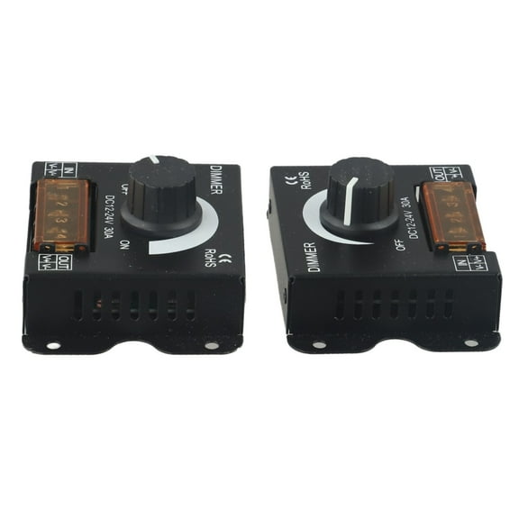 2 Pcs Led Dimmer Switch Dc 12-24V 30A Stepless Brightness Dimming Controller