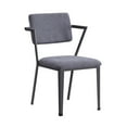thumbnail image 2 of Fabric Upholstered Metal Dining Chair Set of 2 Gray and Black - Saltoro Sherpi, 2 of 7