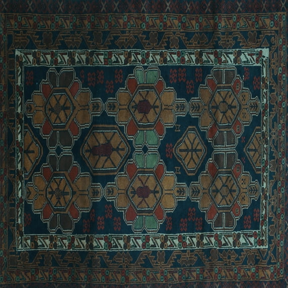 Ahgly Company Indoor Square Persian Light Blue Traditional Area Rugs, 5' Square