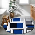 thumbnail image 3 of Round Rugs 3Ft, Blue Grey Geometric Round Area Rug Washable Indoor Throw Carpet, Abstract Art Irregular Contemporary Small Non Slip Circle Rug for Bedroom Living Room Home Decor Aesthetic, 3 of 8