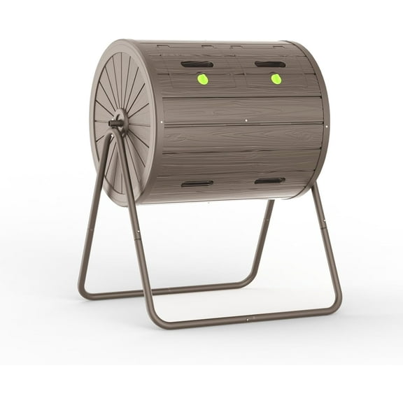 Dual Chamber Tumbling Composter 43 Gallon Large Outdoor Tumbling Composter Efficient Batch Composting Easy Turn Design (Grey)