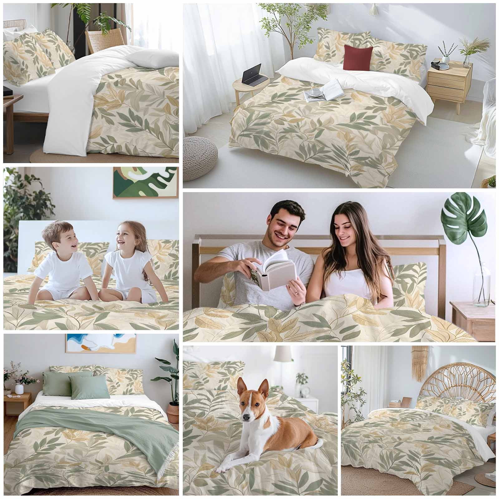 Sage Green Yellow Botanical Bedding 3 Piece Duvet Cover Set California King, Vintage Spring Summer Soft Microfiber Comforter Cover with Zipper Closure & Pillowcases, FadeResistant Quilt Cover