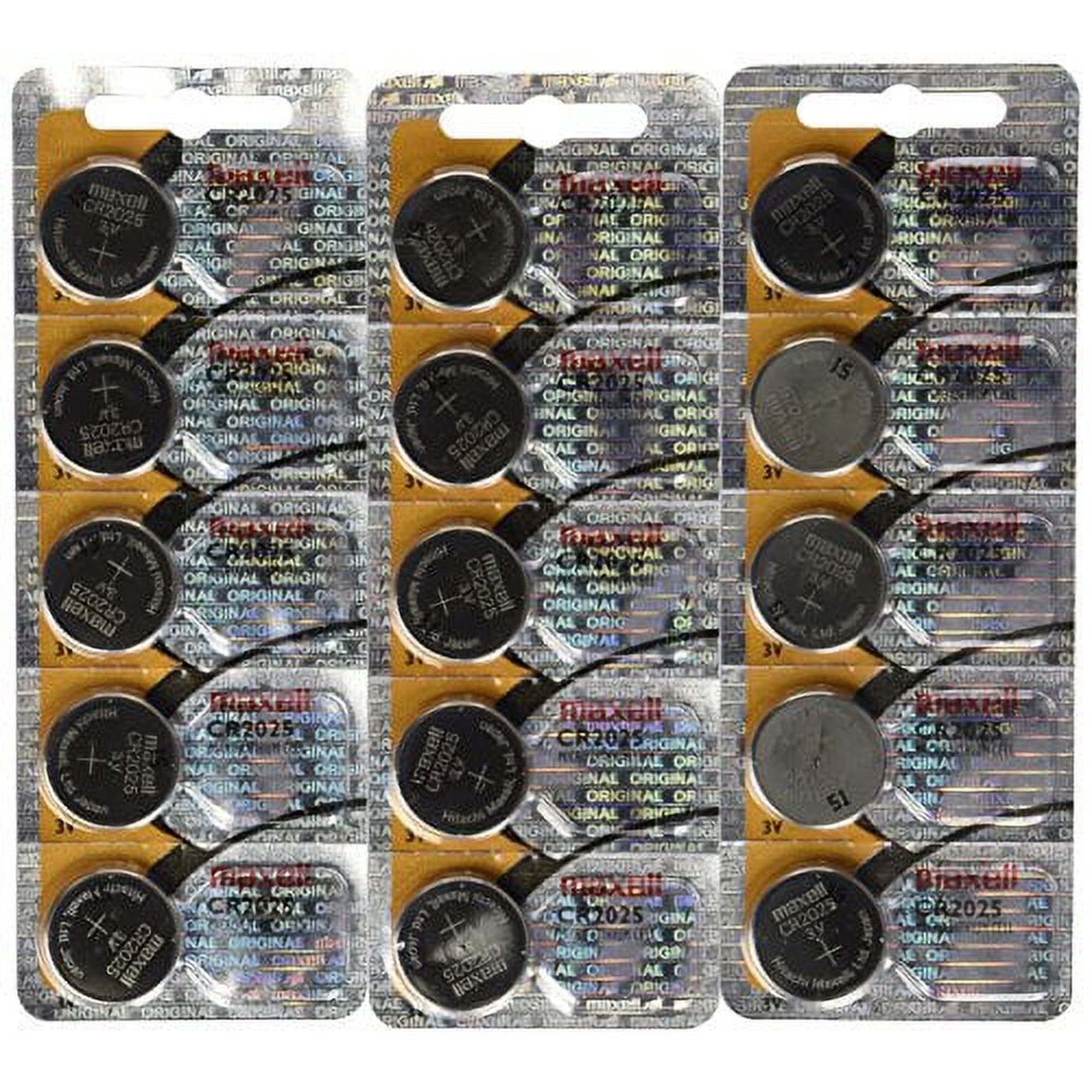 Maxell CR2025 Lithium 3V Batteries (Pack of 15)