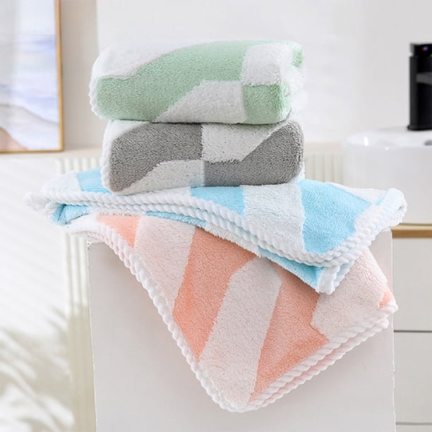 Toallas De Fibra De Poliéster Toalla de baño de forro polar coral azul, extra gruesa, suave y absorbente, de fibra de poliéster (1 unidad) JASKFLY