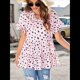 thumbnail image 4 of Blusas Bohemias de con Cuello en V, Corta, Fruncidas y Estampados Al Azar para Mujer, Estilo Casual, Color Rosa, Talla L, 4 of 10