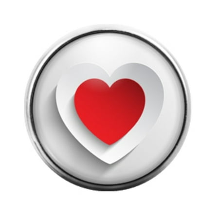 Heart Dome - Double Heart- 18MM Glass Dome Candy Snap Charm GD0050