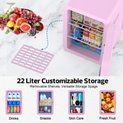 Advwin 22L Mini Fridge Cooler, Compact Personal Refrigerators for Skincare, Beverage, Pink