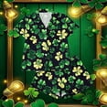 thumbnail image 4 of Tnhcen St. Patrick's Day Women's Pajama Set 2 - Piece Button Front Collared Irish Clover Print Short Sleeve Sleep Shirt & Shorts Milk Silk Spandex Pajamas S - 2XL, 4 of 6