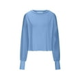 thumbnail image 4 of Womens Oversized Open Back Sweatshirts Long Sleeve Backless Shirts Cropped Off The Shoulder Crew Neck Workout Tops, 4 of 9