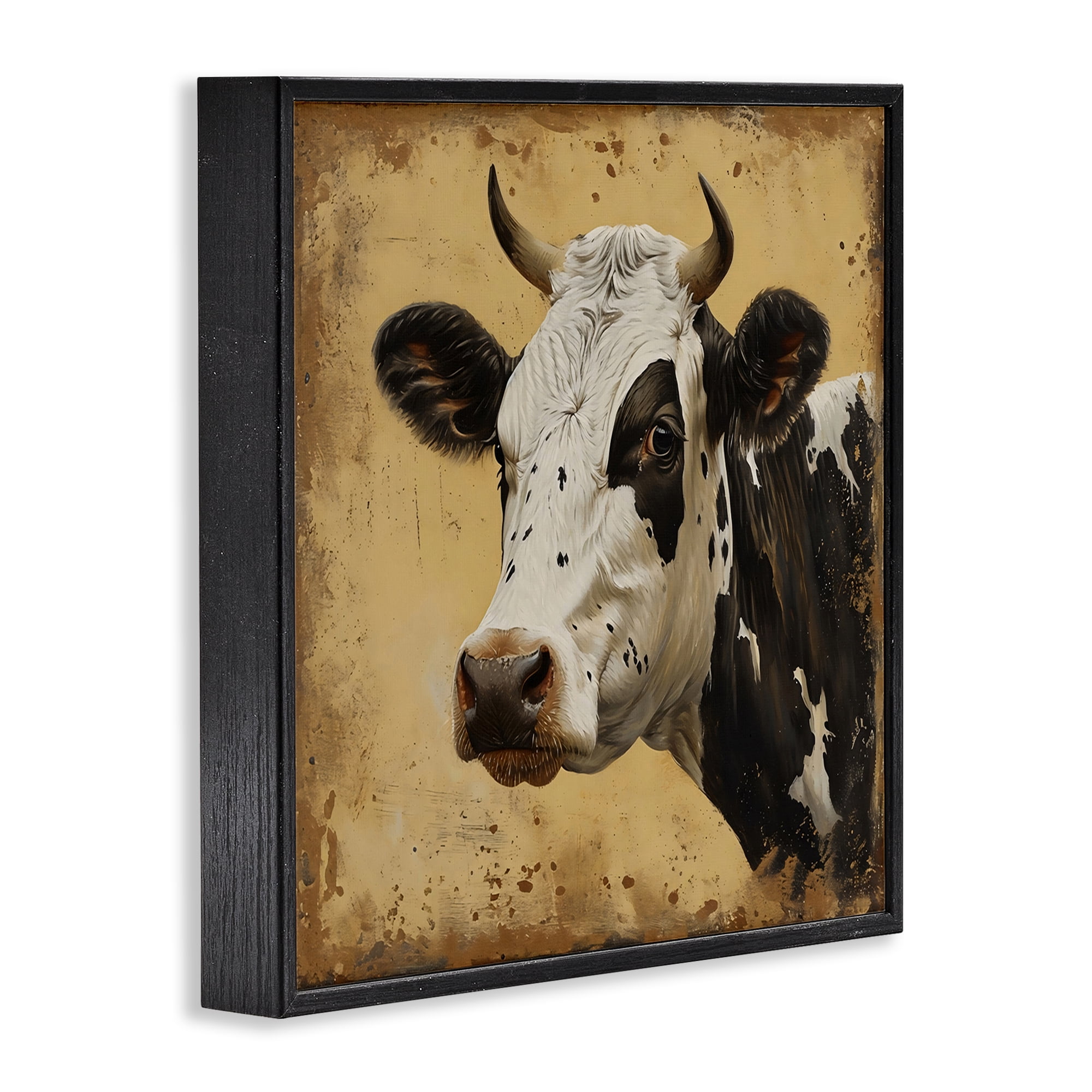 Stupell Industries Spotted Brown Cow Portrait Black Framed Giclee Art, design by Creative Studio