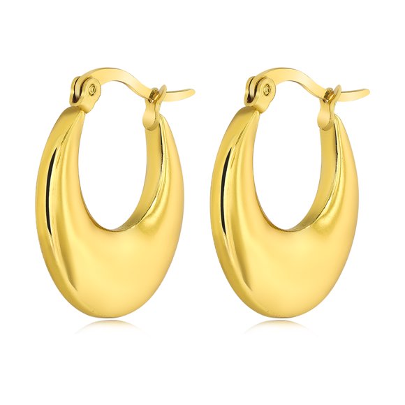 JeenMata Chunky Gold Hoop Earrings in Yellow Gold Plating - Affordable Earrings for Women