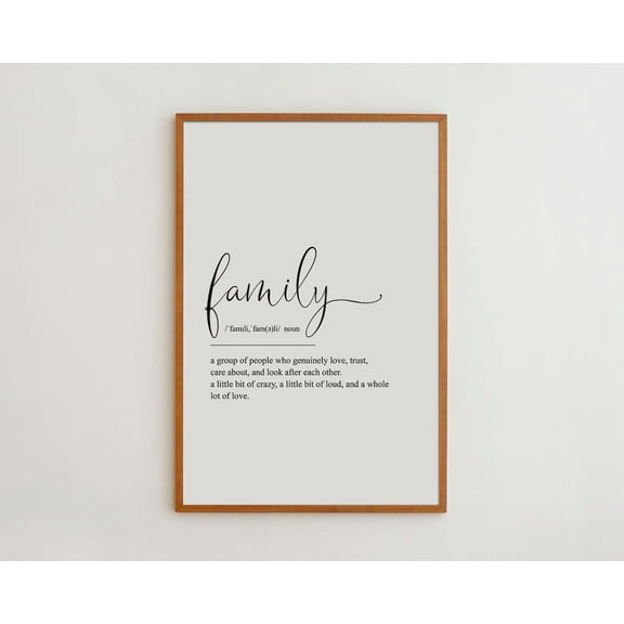 PosterArt Family Definition Art Print Poster Black and White Handwriting, New Home Gift, Size 8x12 UNFFRAMED