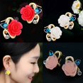 thumbnail image 4 of Grandest Birch Women Lady Rhinestone Resin Rose Flower Earrings Ear Studs Jewelry Gift Alloy, Resin, Rhinestone White, 4 of 8