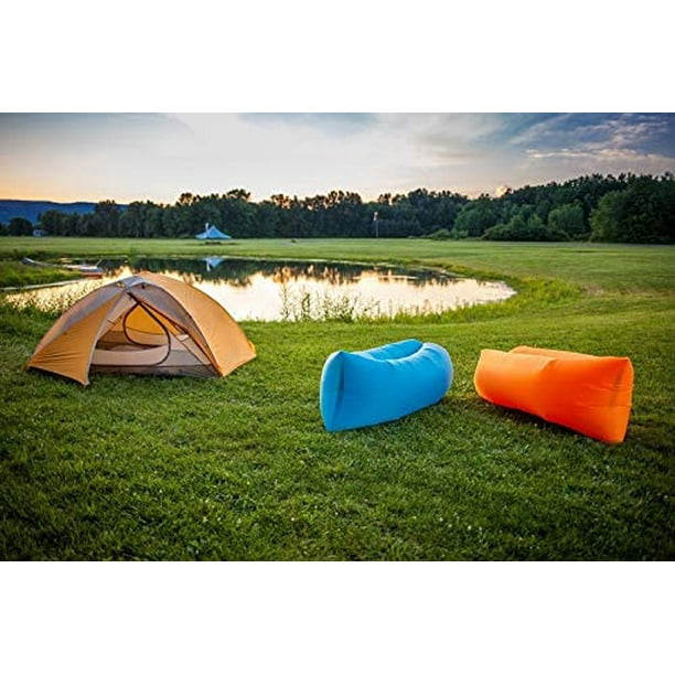 Outdoors Inflatable Air Lounger Sofa Heavy Duty Nylon Fabric No Pump Camping Beach Outdoor Lounge Couch with Mesh Pockets with Storage Bag