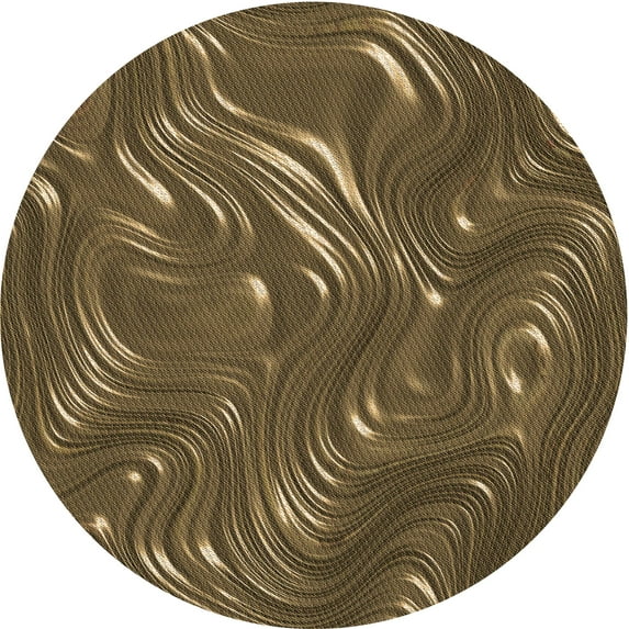 Ahgly Company Indoor Round Patterned Light Brown Area Rugs, 6' Round