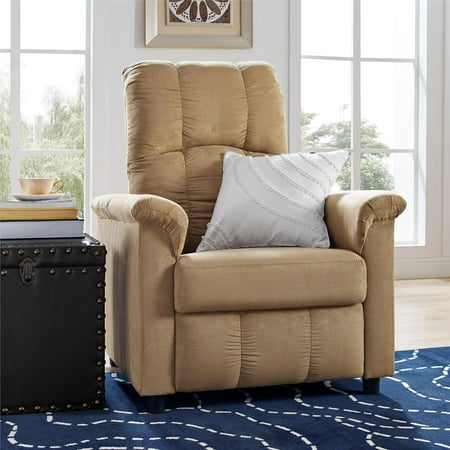 Dorel Living Slim Microfiber Recliner Beige Walmart Com