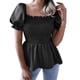 thumbnail image 2 of Blusa De Verano Para Mujer, Blusa Con Volantes, Manga Abullonada, Blusa De Fiesta, Blusa De Mujer Con Cuello Cuadrado, Manga Corta Abullonada, Blusa Informal Con Dobladillo Con ANGGREK Otros, 2 of 6