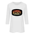 thumbnail image 2 of Uootdi Womens Tops 3/4 Sleeve Crewneck 1976 Retro Rainbow Print Relaxed Fit Nostalgic Summer Getaway Tees Gift, 2 of 4