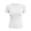 thumbnail image 7 of ClodeEU Women's Crew Neck Ribbed Short Sleeve T-Shirt,Casual Slim Fit Tee White,Women's Plus XL, 7 of 7