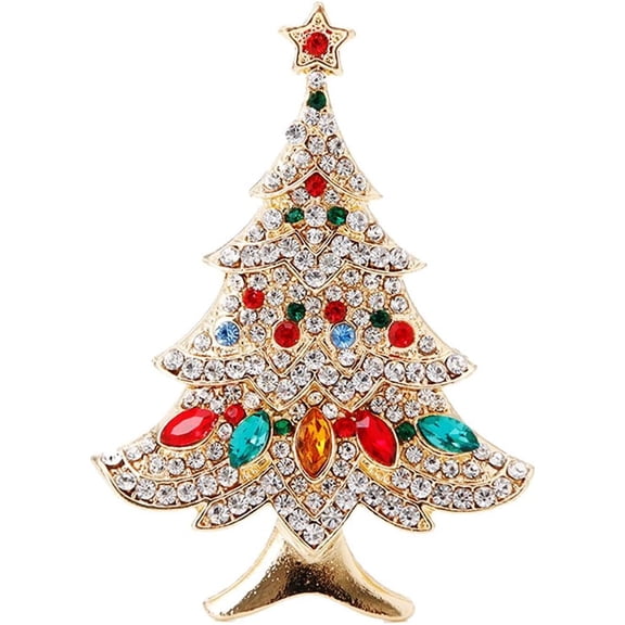 Vintage Colored Christmas Tree Rhinestone Brooch Pin Wedding Party Jewelry