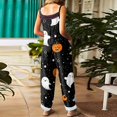thumbnail image 4 of Halloween Jumpsuits for Women One Piece Sleeveless Print Linen Rompers Pants with Pocket Baggy Overalls, 4 of 6
