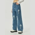 thumbnail image 6 of Wiicoznt Wide Leg Jeans Woman Casual Loose High Waist Blue Denim Pants Long Loose Strechy Womens Jeans, 6 of 8