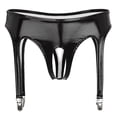 thumbnail image 3 of Lencería para mujer, bragas de charol brillante, ropa interior con Clips de Liga, Tanga con entrepierna abierta, lencería Punk gótica Rave Clubwear, 3 of 5