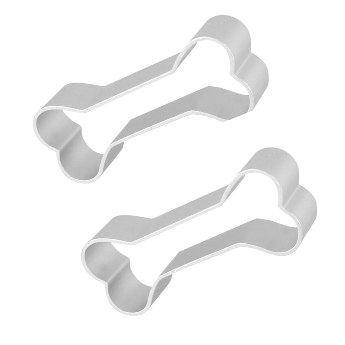 Unique Bargains Dog Bone Shaped Biscuit Cake Cookie Cutter Mould 2Pcs Silver Tone