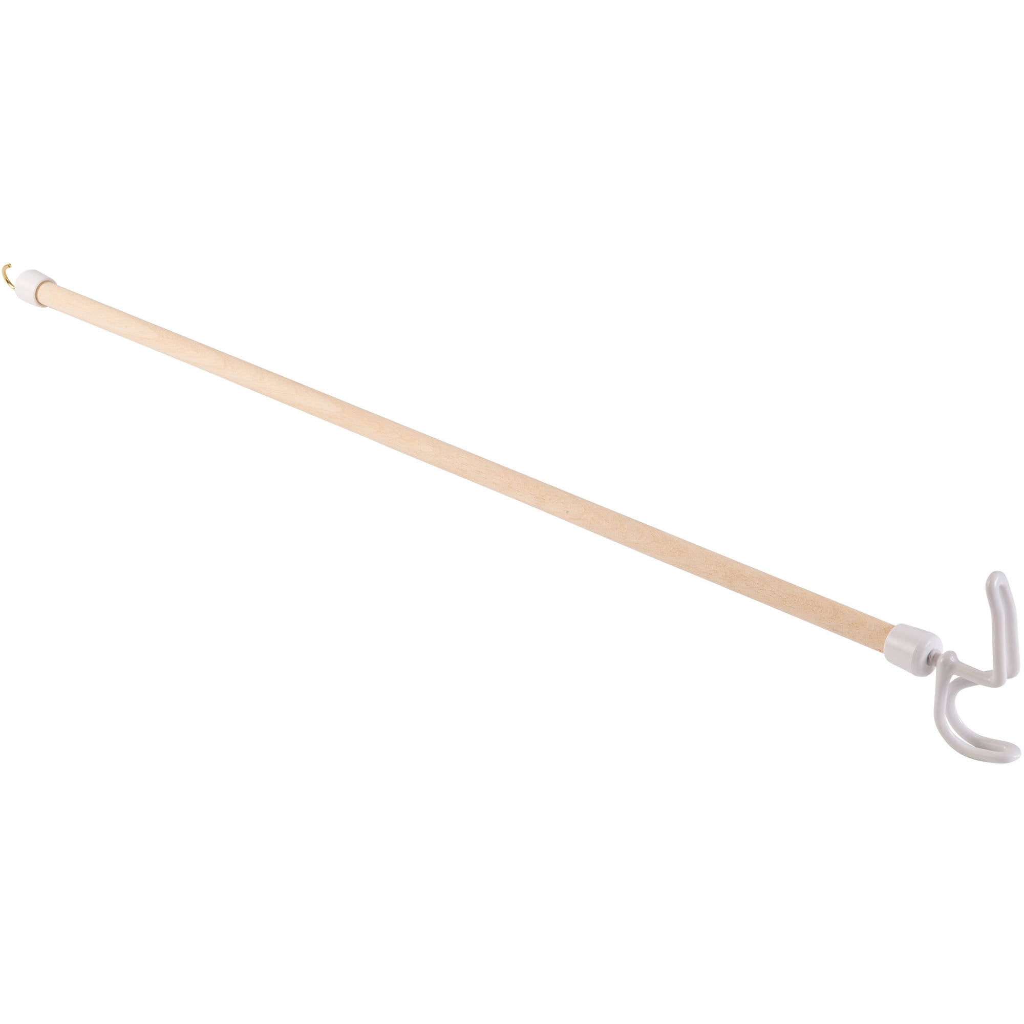 DMI Wood Dressing Aid Stick with Metal and Vinyl Hooks, Zipper Assist and Reaching Hook Dressing Aid for Handicap, 27', White