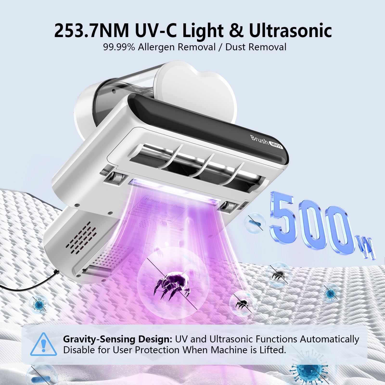 ONSON 16Kpa Handheld Mattress Vacuum Cleaner, UV Light for Deep Cleaning Beds & Sofas