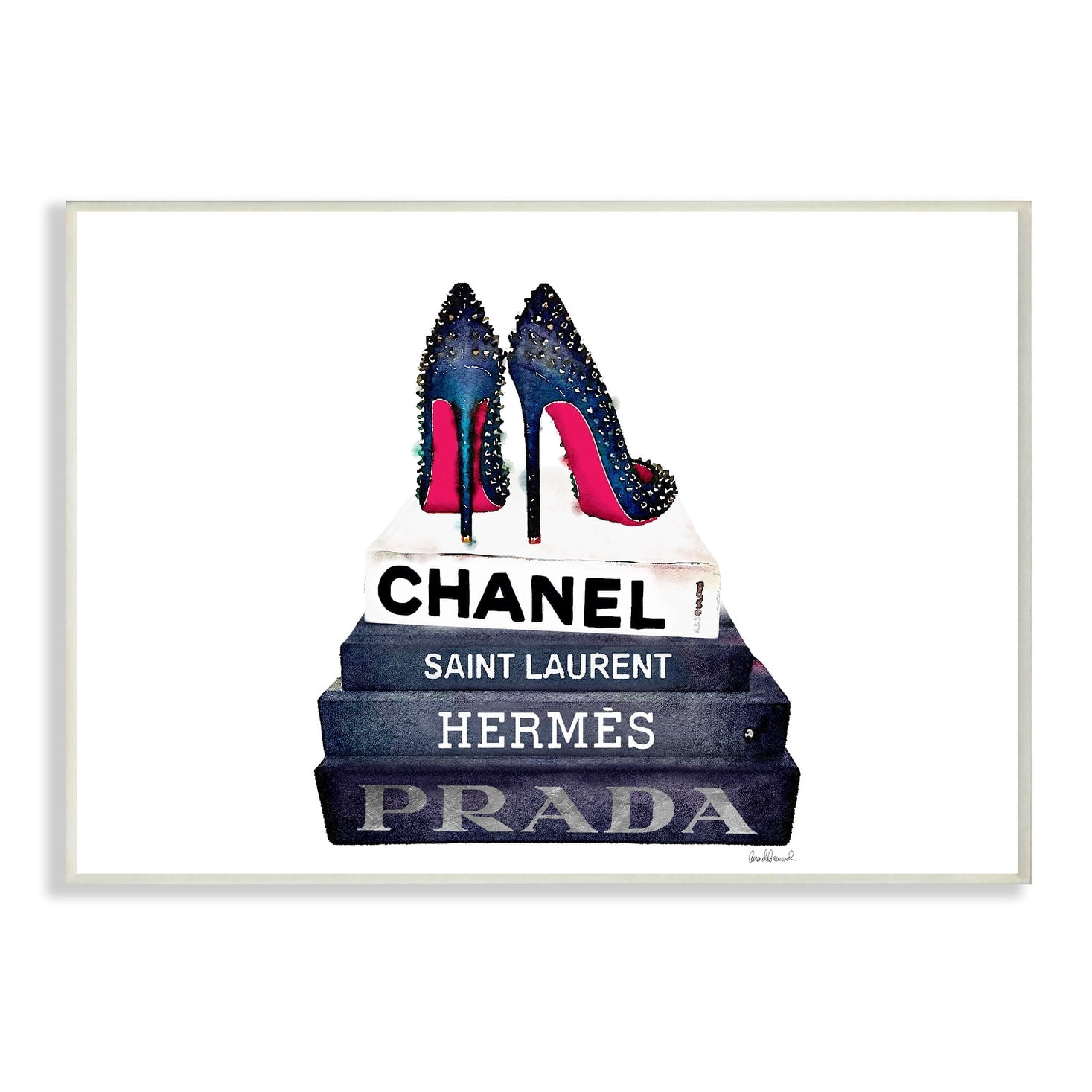 Stupell  Glam Fashion Books w/ Stud Pumps Wall Plaque Art 13 x 19