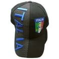 thumbnail image 2 of Italy Italian Italia Country Letters Blue & Black 3D Embroidered Shadow Hat Cap, 2 of 6