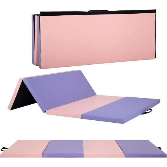 FDW 2" Thick Folding, 6'x4', Multicolor Exercise Mat Gymnastics Mat with Handles