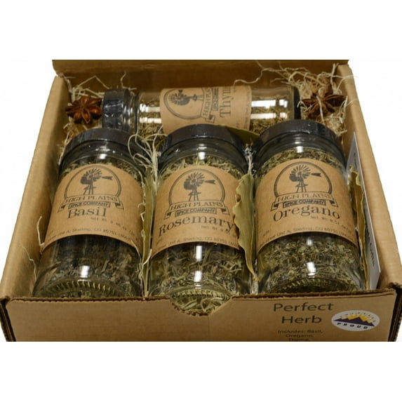 Perfect Herb Spices Gift Set of 4 ~ Gift Set by High Plains Spice Company ~ Gourmet Meat and Veggie Spice Blends & Rubs For Beef, Chicken, Veggies & All Recipes ~ Spice Blends Handcrafted In Colorado