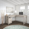 thumbnail image 2 of Bush Furniture Key West 60W L Shaped Desk with Drawers in Washed Gray, 2 of 7