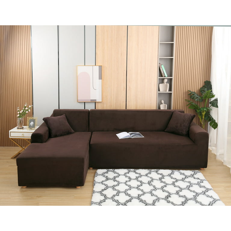 Plush Sofa Cover Leather Corner Sectional Couch Covers Set Cover L