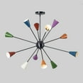 thumbnail image 4 of 12 Arm Multi Color Shade Brass Sputnik Chandelier Light Fixture Mid Century Style Sputnik Pendant Ceiling Light, 4 of 7